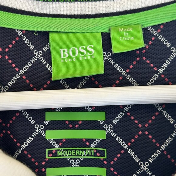 BOSS Hugo Boss Navy Blue Men's Quarter-Zip Stand Collar Polo | Size M - Picture 3 of 5